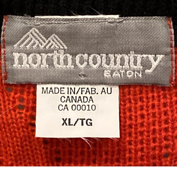 Vintage bright ORANGE 70s Sweater mens XL 3D Acrylic Wool Black RARE geometric - Picture 2 of 16